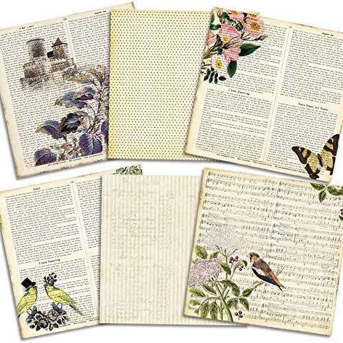 Vintage Woodland Creature Cute Decopodge Paper Pack 6x6, Christmas Deer Decor Floral Pattered Single-Sided Printed Scrapbook Paper Pad For Jurnals, Scrapbooking, Cardmaking Crafts Supplies-24s