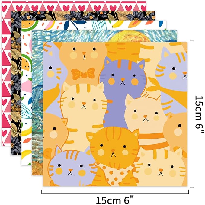 12 Different Packs Full Collection Origami Paper, 6-Inch Double Sided Color | 70GSM Colorful Paper,Various Pattern Origami Set,DIY Hand Crafts Kit,Arts Creativity,Easy to Fold,No-Fading.