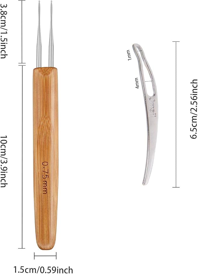AUGSUN Dreadlock Crochet Hook Tool 0.75mm Hair Crochet Needle for Locs | Braid Hair Crochet Needle, 3 Dreadlocks Needle, 2 Locking Tool, Dreadlock Locs Weaving Hair Extension Craft DIY