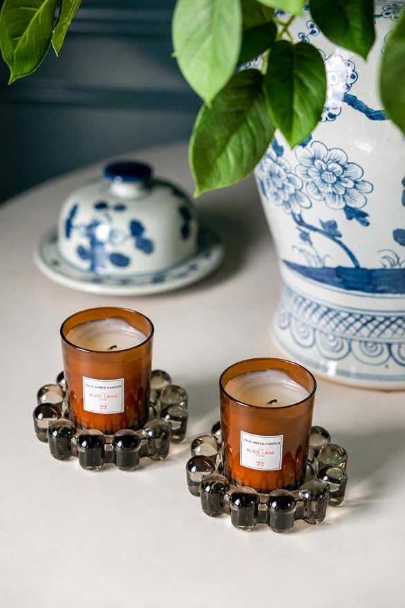 Alice Lane Home Collection Original Smoky Small Bubble Candle Dish 2-Pack | Matching Pair, Votive Plate, Diffuser Base, Wax Catcher, Decorative Tray, Jewelry Catchall, Tablescape Styling