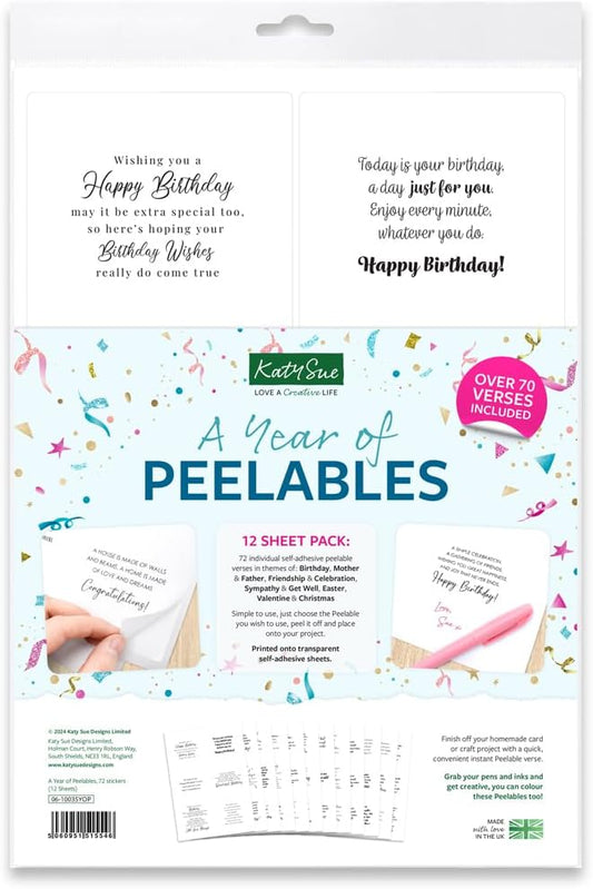 Katy Sue A Year of Peelables Stickers for Card Making. 72 Peelable Verses/Peel Offs/Sentiments Stickers for Year Round Card Making Supplies & Embellishments