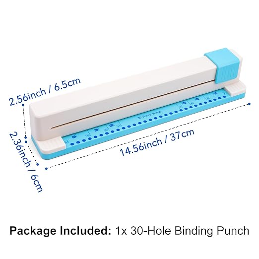 30 Holes Binding Punch,Loose Leaf Paper Punch Machine,Portable Hand Pushed Multi-Hole Puncher for Notebooks, Agendas, Planners,to-Do Lists, School Works and so Much More