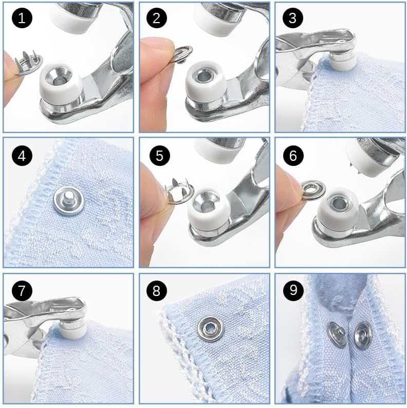 GTAAOY 9.5 mm Metal Snaps Buttons with Snap Pliers, 100 Set