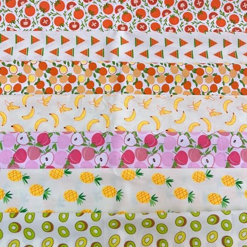 Cotton Fabric DIY Making Supplies Quilting Patchwork Fabric Fat Quarter Bundles DIY for Quilting Cotton Patchwork Cushions (new Fruit, 20" x 20")