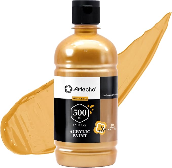 Artecho Gold Acrylic Paint 500ml / 17oz Large Bottle