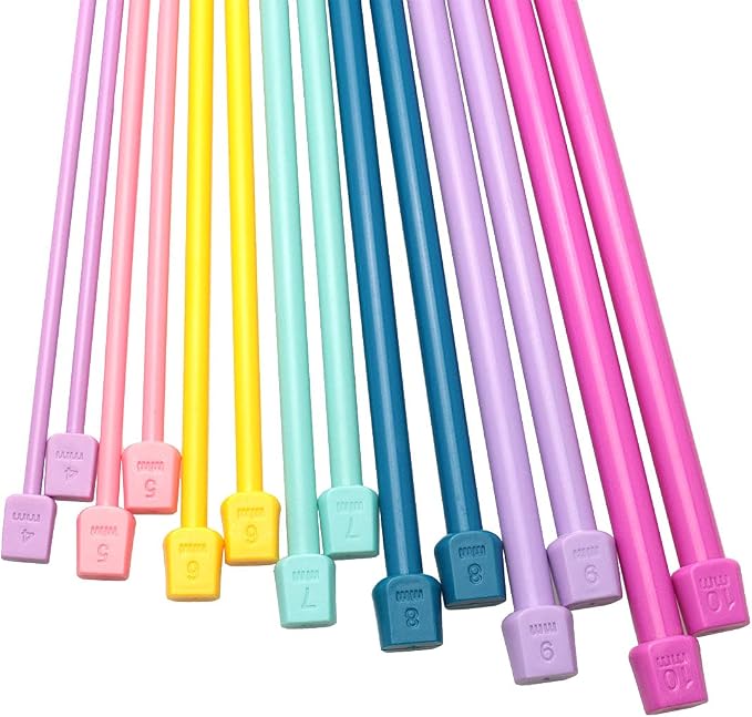 ITROLLE Knitting Needle 14PCS 4mm 5mm 6mm 7mm 8mm 9mm 10mm Colourful Single Pointed Knitting Straight Pins