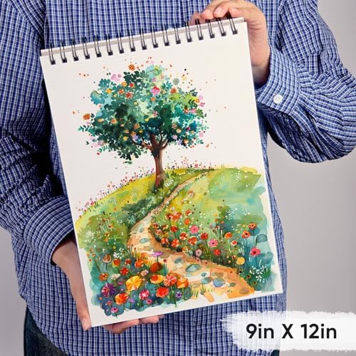 KOVIEDE 100% Cotton Watercolor Paper Pad 9"x12" (3 Pack, 30 Sheets Each)