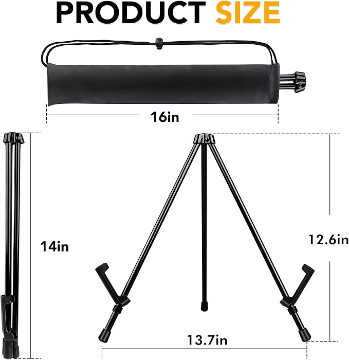 AROIC 6 Pack 14'' Tabletop Easels, Black Steel Table Top Easels for Display | Adjustable Portable Table Top Easel for Paintings, Signs, Posters,Frame Pictures(with 6 Bags)