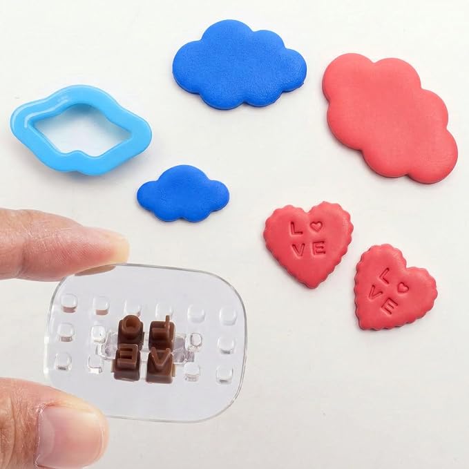 Letter Stamps for Clay, Alphabet Number Pottery Stamp Set, Polymer Ceramic Clay Tools, Small Press Fondant Embosser and Cookie Cutters with Storage Box