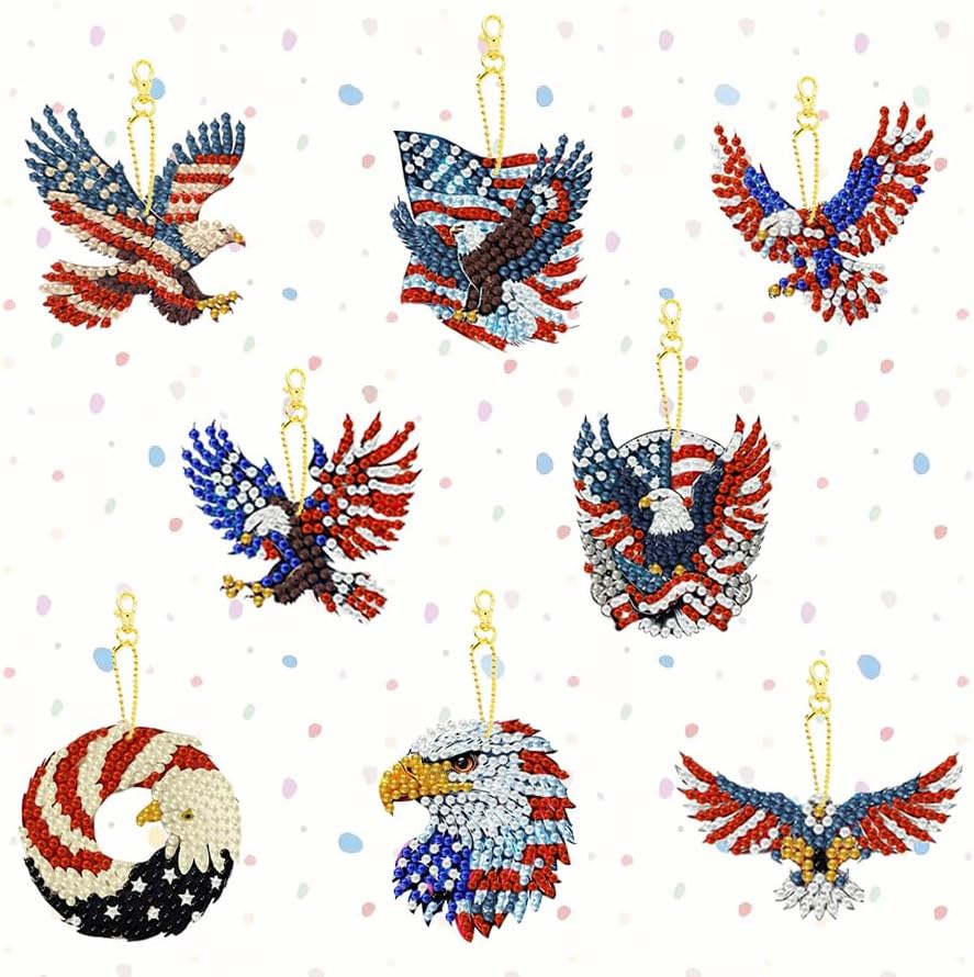 8 PCS Diamond Art Keychain Kits for Kids, DIY Diamond Painting Crafts, Beginner Art Kit, Arts & Crafts Gift