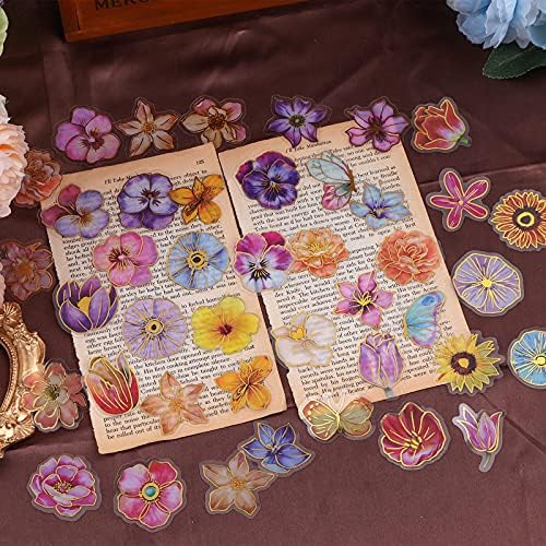 Dizdkizd 240-Piece Watercolor Floral Stickers with Gold-Outlined