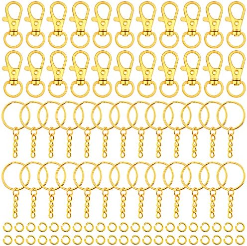 Keychain Rings for Crafts, Selizo 120pcs Gold Keychain Hardware Includes 60pcs Key Chain Hooks and 60pcs Key Rings for Keychains, Acrylic Blanks and Resin Craft