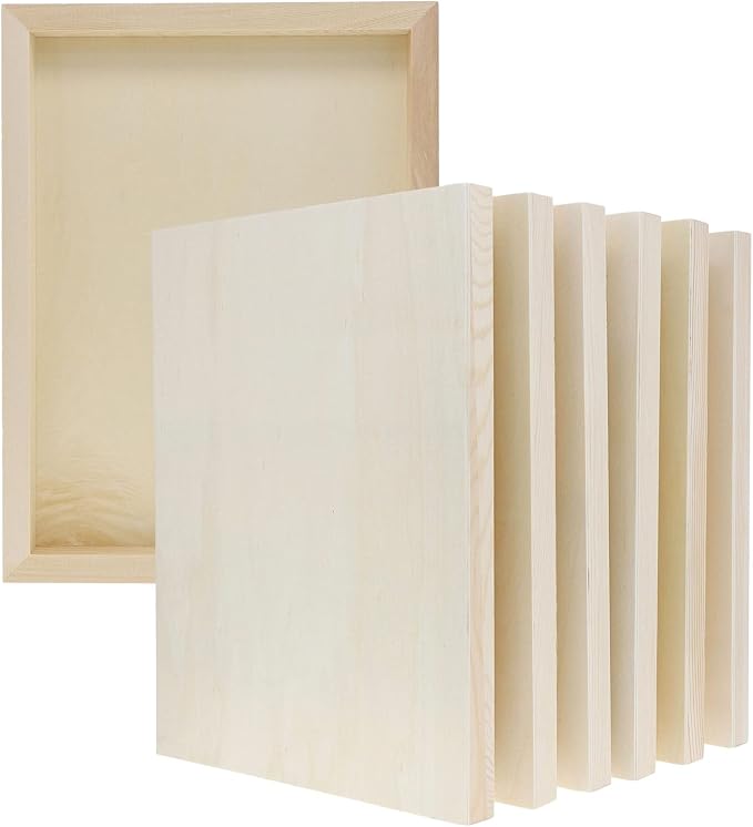 Bright Creations Canvas Boards for Painting - 9 x 12 in, Natural Wood, 6-Pack, Unfinished Deep Cradle - for DIY Wood Panel Signs & Painting Crafts