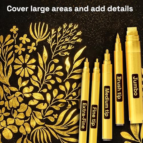 ARTISTRO Gold Paint Pens - Various Tips - Set of 5