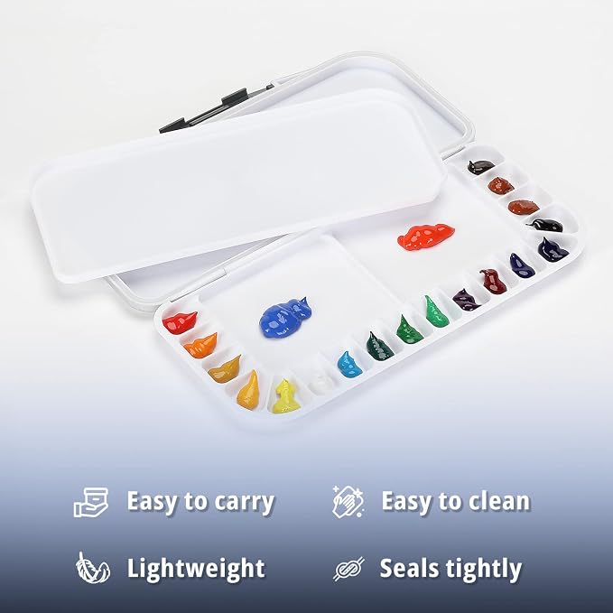 Mr. Pen- Airtight Watercolor Palette with Lid, 18 Wells & 2 Mixing Areas (Pack of 3)