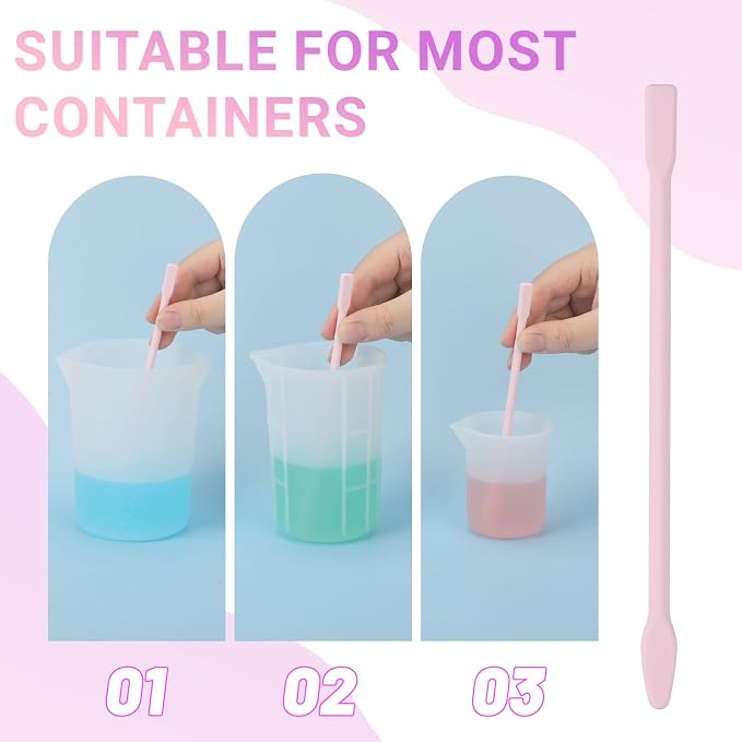 Gartful 9PCS Large Silicone Stir Sticks for Epoxy Resin, Reusable Mixing Sticks for Paint, Glue, Glitter, Waxing, Tumbler Making, Art Craft Supplies, Facial Mask Applicator, Pink