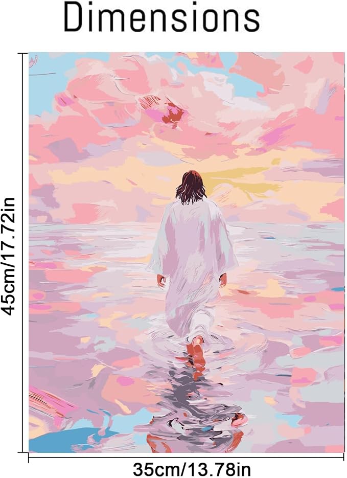 BAWKENTON Pink Jesus Paint by Numbers for Adults and Kids