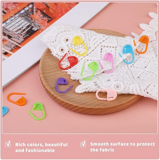 LUNARM 300Pcs Stitch Markers 15 Color Crochet Stitch Markers for Crocheting