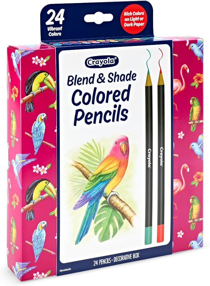 Crayola Blend & Shade Colored Pencils Set (24ct) Colored Pencils for Adult Coloring, Art Supplies for Sketching & Drawing, Gifts for Teens