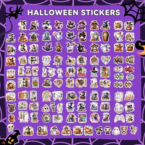 131 Pcs Cute Spooky Halloween Stickers for Journaling & Scrapbooking – Vintage Aesthetic Matte Planner Decals, No-Residue Craft Supplies for Adults, Teens & Junk Journal Lovers