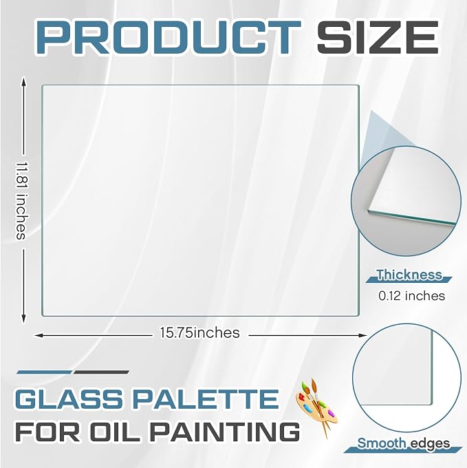 Nuanchu 1 Pcs Tempered Glass Palette for Oil Painting, 12 X 16 Inches Clear