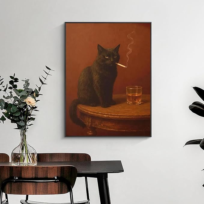 YOLENIX Black Cat Paint by Numbers Kit for Adults Beginner (Without Frame) | Paint by Number Kits on Canvas DIY Acrylic Oil Easy Painting by Numbers for Home Wall Decor Gift12X16 in