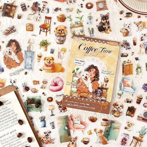Puppy Series Sticker Scrapbooking Supplies for Junk Journal, 20 Sheets PET Stickers