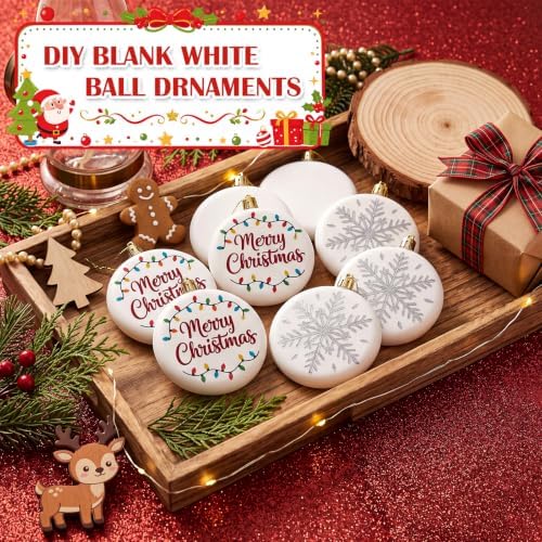 Zubebe 36 Pcs 2.36 Inch Christmas Blank White Ball Ornaments