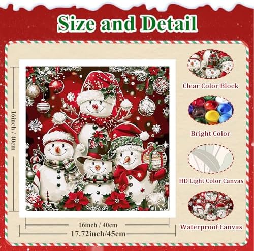 Snowman Paint by Numbers Kit for Adults, Paint by Number Canvas for Adults