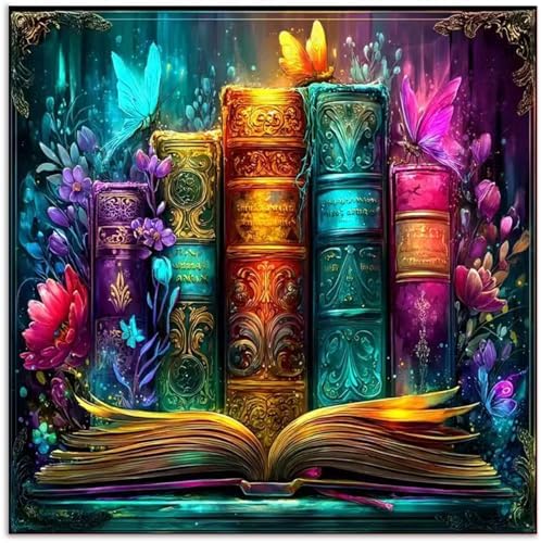 CRZMODE Magical Book Paint by Numbers Kit for Adults, Book Paint by Numbers for Adults, Acrylic Painting Crafts for Home Decor Gift (16x16inch)