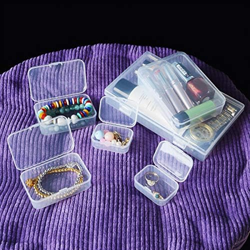 24 Pieces Mixed Sizes Rectangular Empty Mini Clear Plastic Organizer Box
