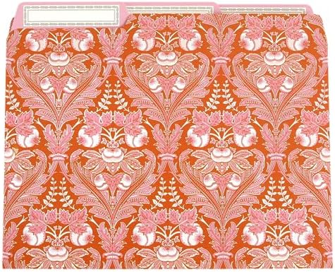 Anna Griffin Damask Style File Folders - 12 Piece Set, Letter Size with 3 Staggered Tab Dividers, Decorative & Functional for Home or Office Organization