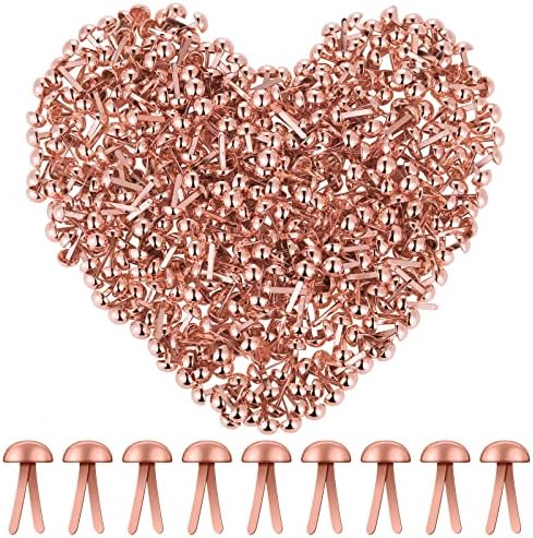 Hotop 500 Pcs Brad for Paper Crafts Metal Paper Fasteners,Rose Gold