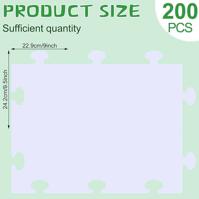 Glenmal 100 Pcs Large White Blank Puzzle Pieces Oversize White Blank Papers Puzzle Pieces Giant Piece for Adult to Draw and Write and Makes Huge Art Display
