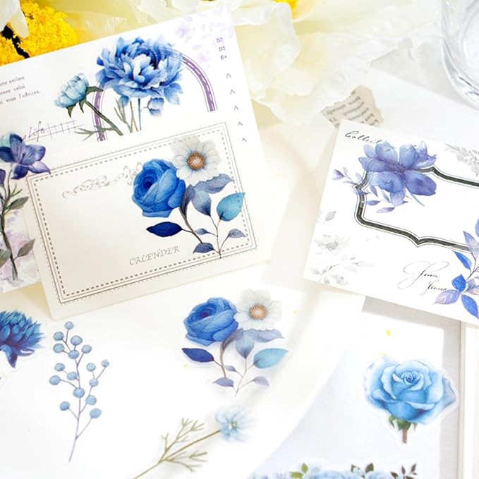 100 Pcs Daisy Camellia Stickers, White Flower Stickers for Scrapbooking Junk Journal Notebook Diary Planner Letter Envelope Water Bottle Phone Case Craft Decoration, 50 Patterns