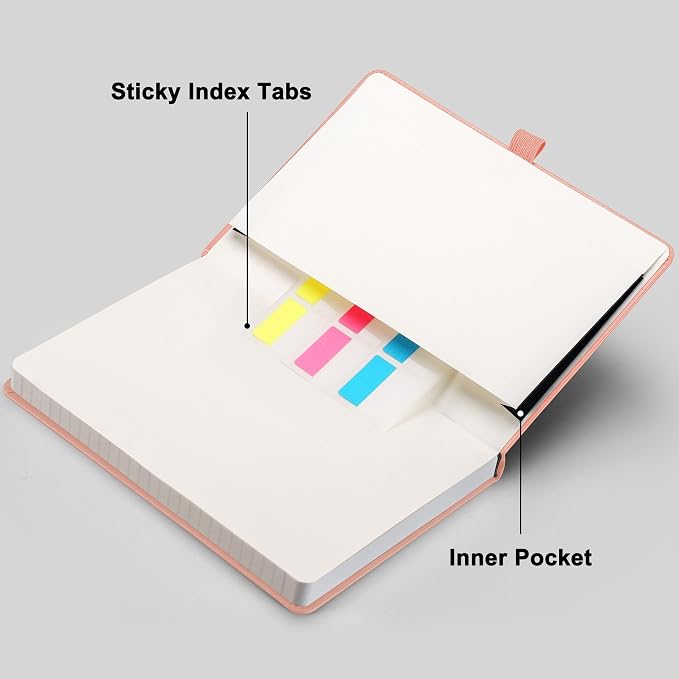 RETTACY Graph Grid Paper Notebook, 192 Pages, A5 Size (5.7'' x 8.3'') | 5 Squares per Inch, Leather Hardcover, 100 GSM Thick Paper, for School, Students, Math, Engineering (Rose gold)