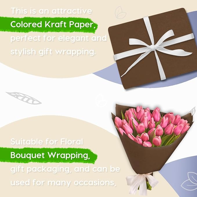 PerkHomy Coffee Kraft Paper Roll 48" x 1,800" (150') for Gift Wrapping Bouquet Flower Art Painting Craft Writing Packaging Shipping 80GSM 55LB (Coffee, 48" x 150')