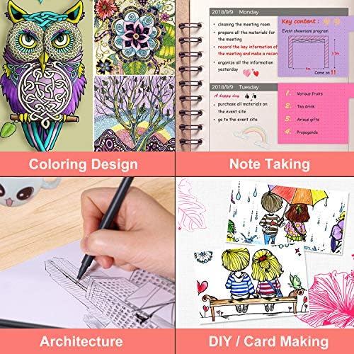 iBayam Fine Tip Pens, Micron Point 0.38mm, 24 Count, Note-Taking Journaling