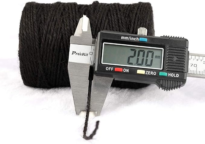 KINGLAKE Natural Jute Twine - 328 Feet, Durable Packing String, Black