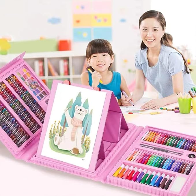 DLUCKY 208 PCS Art Supplies Drawing Art Kit Adults for Kids Art Set,Pink