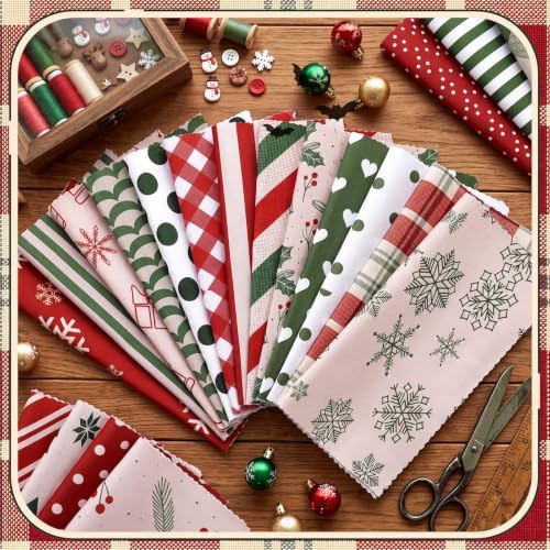 HunnmingRe 20 Pcs 10''x10'' Vintage Christmas Quilting Fabric Square