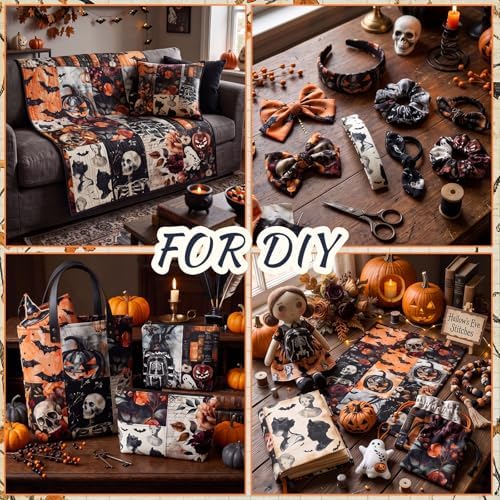 HunnmingRe 20 Pcs 10''x10'' Spooky Halloween Quilting Fabric Squares