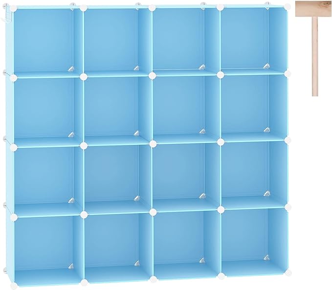C&AHOME 16 Cube Storage Organizer Cube Shelves Units Storage Cubes, Blue