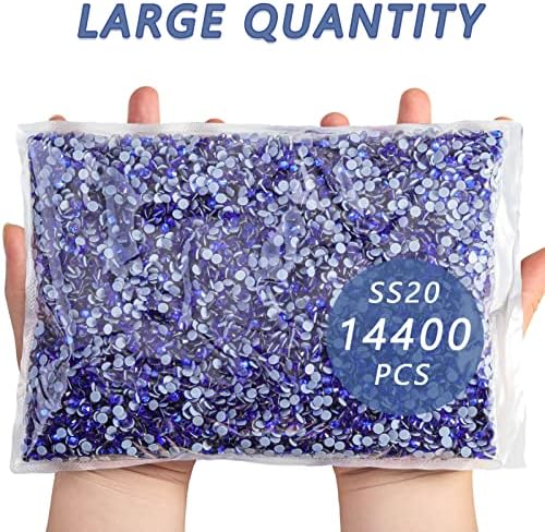 Beadsland Hotfix Rhinestones Bulk, Sapphire, SS20, 14400pcs,Royal Blue