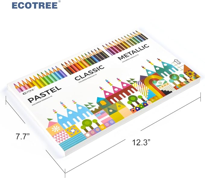 ECOTREE Colored Pencils, Back to School Supplies, 36 Count | Pastel Coloring for Adults and Kids, Art Supplies for School, Drawing, Shading, Pre-Sharpened, Soft Core, Triangular Grip