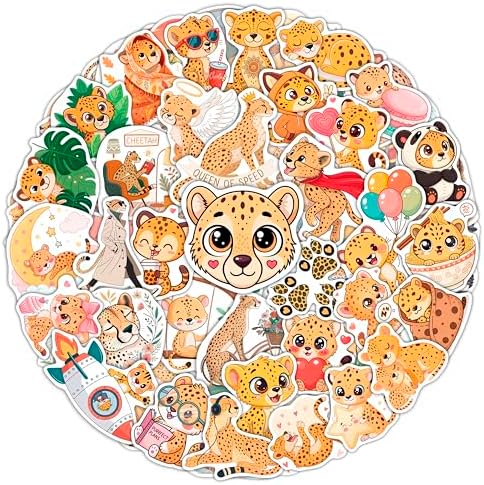 100Pcs Cheetah Stickers for Water Bottle, Laptop - Cheetah Gifts, Party Supplies & Decorations - Animal Stickers, Decals - Gift for Women & Men
