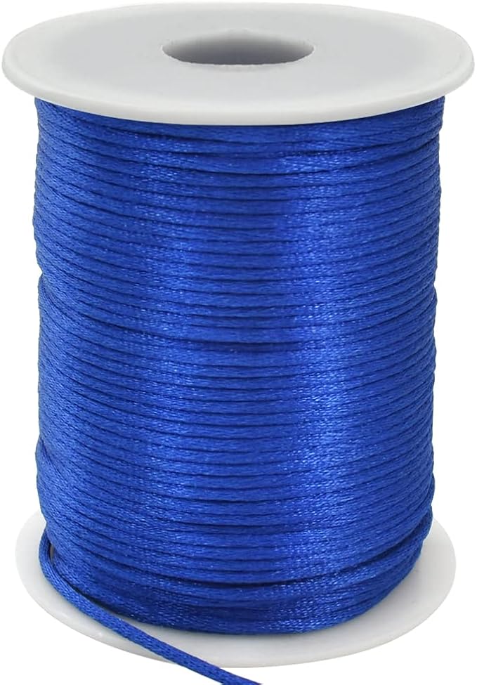 TONIFUL Nylon String Satin Cord for Necklace Bracelet Beading 2mm Blue | 110yd Non elastic durable non fading, for Jewelry Making Thread Rattail Macrame Trim Kumihimo Chinese Knot Craft Tags Hanging