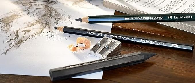 Faber-Castell 5 Piece Quality Castell 9000 Jumbo Graphite Pencils Blister Card Set, Including HB, 2B, 4B, 6B and 8B (119397)