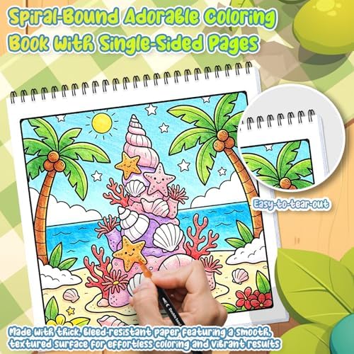 3Pack Adult Coloring Books With Markers, Spiral Bound Stress Relief Art Kit