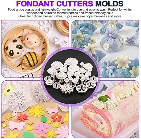 Swpeet 122Pcs Rose Gold Clay Extruder Gun and Fondant Cake Mold with Cookie Plunger Cutter Tool Polymer Clay Cutters Kit, Perfect for Clay Cake DIY Craft Cake Decorating Supplies Modeling Tool